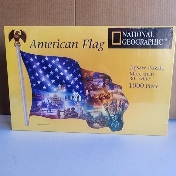 NEW SEALED National Geographic AMERICAN FLAG 1000 Piece Jigsaw Puzzle 30"+ Wide - Picture 1 of 3